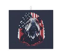 Tappetino scolapiatti in microfibra per bancone della cucina, tappetino per scolapiatti super assorbente, lavabile in lavatrice, 40,6 x 45,7 cm, motivo: bulldog con bandiera della foresta