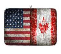 Tappetino scolapiatti in microfibra retro con bandiera del Canada americano, tappetino assorbente per scolapiatti per cucina, cucchiaio, piatto di vetro, 45,7 x 60,9 cm