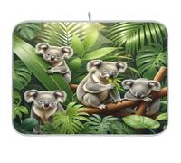 Tappetino scolapiatti in microfibra, reversibile, per cucina, 45,7 x 61 cm, motivo koala, colore: verde