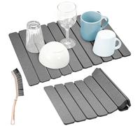 Tappetino scolapiatti in pietra, 60 x 40 cm, con superficie in diatomite, design antiscivolo e ad asciugatura rapida, riutilizzabile, pieghevole, per cucina, piatti, bottiglie, tazze, bagno e