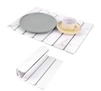 Tappetino scolapiatti in pietra per bancone della cucina, 40 x 30 cm, pieghevole, antiscivolo, riutilizzabile, in diatomite, con motivi squisiti, per lavello, scolapiatti, piano di lavoro in marmo