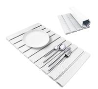 Tappetino scolapiatti in pietra per bancone della cucina, 61 x 40,6 cm, pieghevole, grande, ecologico, assorbente, in terra di diatomee, per tazze, piatti e bottiglie, (bianco)