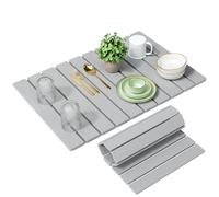 Tappetino scolapiatti in pietra per bancone della cucina, tappetino assorbente ecologico in terra di diatomee, 61 cm (lunghezza) x 40,6 cm (larghezza), asciugatura rapida, pieghevole, tappetino per