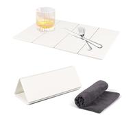 Tappetino Scolapiatti in Pietra per Cucina, Tappetino Scolapiatti Pieghevole in Pietra, Asciugatura Istantanea, Tappetino Assorbente in Terra di Diatomee con Asciugamano Assorbente per cucina e bagno