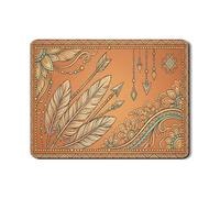 Tappetino scolapiatti in piuma bohémien, per bancone della cucina, tappetino in gomma assorbente rustica con punta di freccia floreale, tappetino in pelle sintetica in poliuretano tribale autunnale