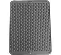 SOQKEEN 2 pezzi Tappetino Scolapiatti in Silicone, 40 × 30 cm cucina scolapiatti sgocciolatoio per lavello, tappetino antiscivolo per lavello, tappetino per asciugatura resistente al calore, grigio