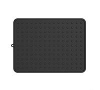 Tappetino scolapiatti in silicone, 40 x 30 cm, resistente al calore, antiscivolo, con creste rialzate e scanalature profonde per un'asciugatura rapida del flusso d'aria, colore: nero