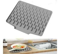 Tappetino scolapiatti in silicone, 40 x 32,5 cm, tappetino scolapiatti per lavello da cucina, tappetino scolapiatti in silicone, salva-goccia per piano di lavoro, resistente al calore e antiscivolo