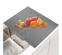 Tappetino Scolapiatti in Silicone, 42,5 x 31,5 cm Tappeto Scolapiatti a Forma di V con Design Antiscivolo, Grigio Pieghevole Gocciolatoio Lavello, Tappetino Silicone Cucina per Lavello, Tovaglietta