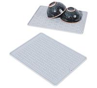 Tappetino scolapiatti in silicone, ad asciugatura rapida, versatile, per bottiglie di soda, scolapiatti per accessori da bancone da cucina, grigio (quattro fori)