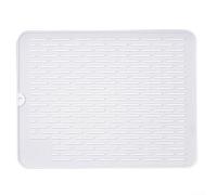 Tappetino scolapiatti in silicone antiscivolo con rialzo, per uso su bancone della cucina o lavello per proteggere dai danni causati dall'acqua (bianco)