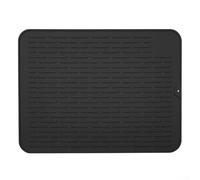 Tappetino scolapiatti in silicone antiscivolo con rialzo, per uso su bancone della cucina o lavello per proteggere dai danni causati dall'acqua, colore: nero