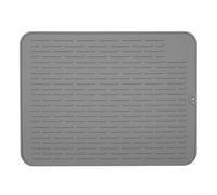 Tappetino scolapiatti in silicone antiscivolo con rialzo, per uso su bancone della cucina o lavello per proteggere dai danni causati dall'acqua (grigio)