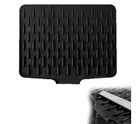 Tappetino scolapiatti in silicone, antiscivolo, tappetino di drenaggio in silicone resistente al calore, per bancone della cucina, lavello, tavolo, frigorifero (1 pezzo, nero, 40 x 32,5 cm)