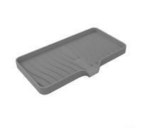 Tappetino scolapiatti in silicone con bordo di scarico, per stoviglie da cucina, portasapone e porta spugna, efficiente drenaggio dell'acqua, resistente al calore, riutilizzabile (25,4 x 13,2 cm, nero