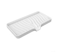 Tappetino scolapiatti in silicone con bordo di scarico, per stoviglie da cucina, portasapone e porta spugna, efficiente drenaggio dell'acqua, resistente al calore, riutilizzabile (25,4 x 13,2 cm, nero