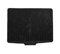 Tappetino scolapiatti in silicone con design di scarico a pendenza aperta, grande scolapiatti per lavello da cucina, antiscivolo, resistente al calore, nero, grigio, beige, verde (nero)