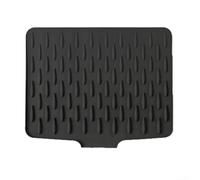 Tappetino scolapiatti in silicone con design inclinato, resistente al calore, protezione antiscivolo per una efficiente deviazione dell'acqua, facile da pulire, per casa e ristorante, nero