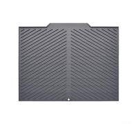 Tappetino scolapiatti in silicone con uscita di scarico, grande scolapiatti antiscivolo per bancone della cucina, tappetino per asciugare utensili da cucina, appeso e lavabile, grigio (33,5 x 43 cm)