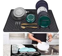 Tappetino scolapiatti in silicone dal design innovativo con efficace sistema di drenaggio dell'acqua per uso domestico (nero)