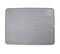 Tappetino scolapiatti in silicone, facile da pulire, 40 x 30 cm, sottopentola in silicone antiscivolo, tappetino da tavolo, presina (grigio)