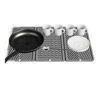 Tappetino scolapiatti in silicone, pieghevole, antiscivolo, 55,9 x 27,9 cm, antiscivolo, resistente al calore, per postazione bevande, organizzazione post-pulizia
