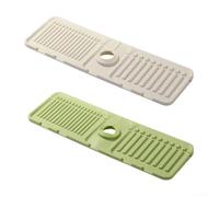 Tappetino scolapiatti in silicone resistente agli spruzzi, tappetino pieghevole con design inclinato per lavello da cucina e bagno, resistente alla muffa, bianco e verde, confezione da 2