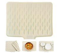 Tappetino scolapiatti in silicone, resistente al calore, antiscivolo, pieghevole per una facile conservazione, ideale per banconi, lavelli, tavoli e frigoriferi. (crema, 40 x 32 cm)