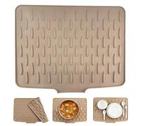 Tappetino scolapiatti in silicone, resistente al calore, antiscivolo, pieghevole per una facile conservazione. Il salva-piano di lavoro essenziale per banconi, lavelli, tavoli e frigoriferi. (grigio