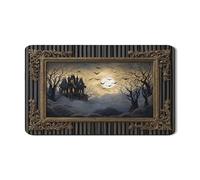 Tappetino scolapiatti in stile gotico con casa stregata, in gomma assorbente vintage, tappetino scolapiatti in pelle sintetica per Halloween e cucina, 30,5 x 50,8 cm