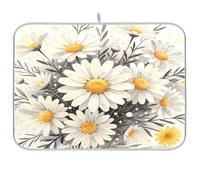 Tappetino scolapiatti in stile occidentale con stampa margherita per bancone della cucina, 45,7 x 61 cm, assorbente, scolapiatti in legno floreale
