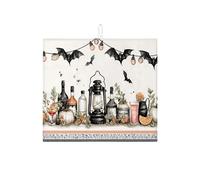 Tappetino scolapiatti in stile vintage per Halloween, per bancone della cucina, lanterna nera, assorbente, tappetino scolapiatti in microfibra, spaventoso tappetino per asciugare il bancone della