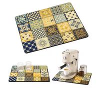 Tappetino scolapiatti in terra di diatomea, stampa vintage, assorbente, per macchina da caffè, antiscivolo e resistente al calore, per cucina, lavello, macchina da caffè, bancone (colore 1)