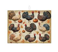 Tappetino scolapiatti in Turchia per bancone della cucina, tappetino assorbente rustico autunnale in tacchino, tappetino scolapiatti in microfibra vintage per bancone della cucina, decorazione del