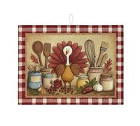 Tappetino scolapiatti in Turchia per bancone della cucina, tappetino assorbente rustico per il Ringraziamento, tappetino scolapiatti in microfibra per decorazione bancone della cucina, 45,7 x 61 cm