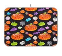 Tappetino scolapiatti in vetro a forma di zucca, per bancone della cucina, 40,6 x 45,7 cm, assorbente, scolapiatti in legno floreale