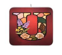 Tappetino scolapiatti in vetro con lettera U a forma di fiore per cucina bancone cucina opaco tappetino termico 16 x 18