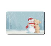 Tappetino scolapiatti invernale con pupazzo di neve e orso, per bancone della cucina, in gomma assorbente, per le vacanze, 30,5 x 50,8 cm