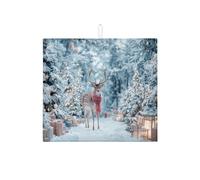 Tappetino scolapiatti invernale per bancone della cucina, con foresta innevata, assorbente, tappetino scolapiatti in microfibra, per uso festivo, 40,6 x 45,7 cm