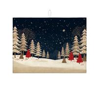Tappetino scolapiatti invernale per bancone della cucina, tappetino assorbente rosso e foresta, comodo tappetino in microfibra per asciugatura per decorazioni natalizie, 45,7 x 61 cm