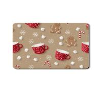 Tappetino scolapiatti invernale per bancone della cucina, tazza rossa e pan di zenzero, in gomma assorbente, tappetino scolapiatti in pelle sintetica per vacanze, 30,5 x 50,8 cm