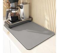 Tappetino scolapiatti lavabile per scolapiatti sotto il lavello, piani di lavoro per bar, scolapiatti con fondo antiscivolo, super assorbente (50 x 40 cm, grigio)