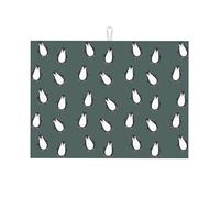 Tappetino scolapiatti leggero e assorbente, semplice motivo pinguino in stile cartone animato, per cucina, sala da tè