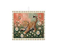 Tappetino scolapiatti leopardato per bancone della cucina, tappetino assorbente ispirato ai fiori e alla natura, tappetino in microfibra primaverile per proteggere il bancone della cucina, 40,6 x 45,7