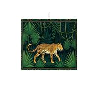Tappetino scolapiatti leopardato per bancone della cucina, tappetino assorbente per scolapiatti con foglie, tappetino scolapiatti in microfibra, motivo natura tropicale, per proteggere il bar, 40,6 x