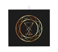 Tappetino scolapiatti Magic Gold Satanic Sigillo di Lucifero Satanismo 16"" x 18"" in, assorbente in microfibra per piano di lavoro della cucina, multiuso, scolapiatti per lavello, nero