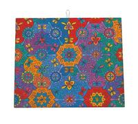 Tappetino scolapiatti Mandala colorato floreale per il bancone della cucina Tappetini scolapiatti Boho Flower Tappetini scolapiatti in microfibra Tappetino protettivo assorbente Asciugatura rapida