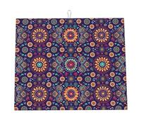 Tappetino scolapiatti Mandala Flower per il bancone della cucina, tappetino scolapiatti Boho Floral Dry, tappetino scolapiatti in microfibra, assorbente, ad asciugatura rapida, indispensabile per l