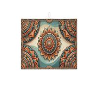 Tappetino scolapiatti mandala per bancone della cucina, blu con arancione, assorbente, tappetino scolapiatti estivo, in microfibra, per bar, 40,6 x 45,7 cm