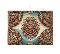 Tappetino scolapiatti mandala per bancone della cucina, blu con arancione, assorbente, tappetino scolapiatti estivo, in microfibra, per bar, 45 x 61 cm